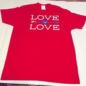 Wear It With Pride Men SZ XL Extra Large Love Is Love Red Short Sleeve Shirt NEW